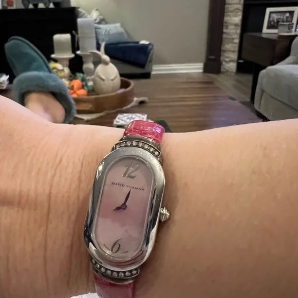 David Yurman women’s diamond stainless steel Madison watch-pink leather band - Picture 2 of 11